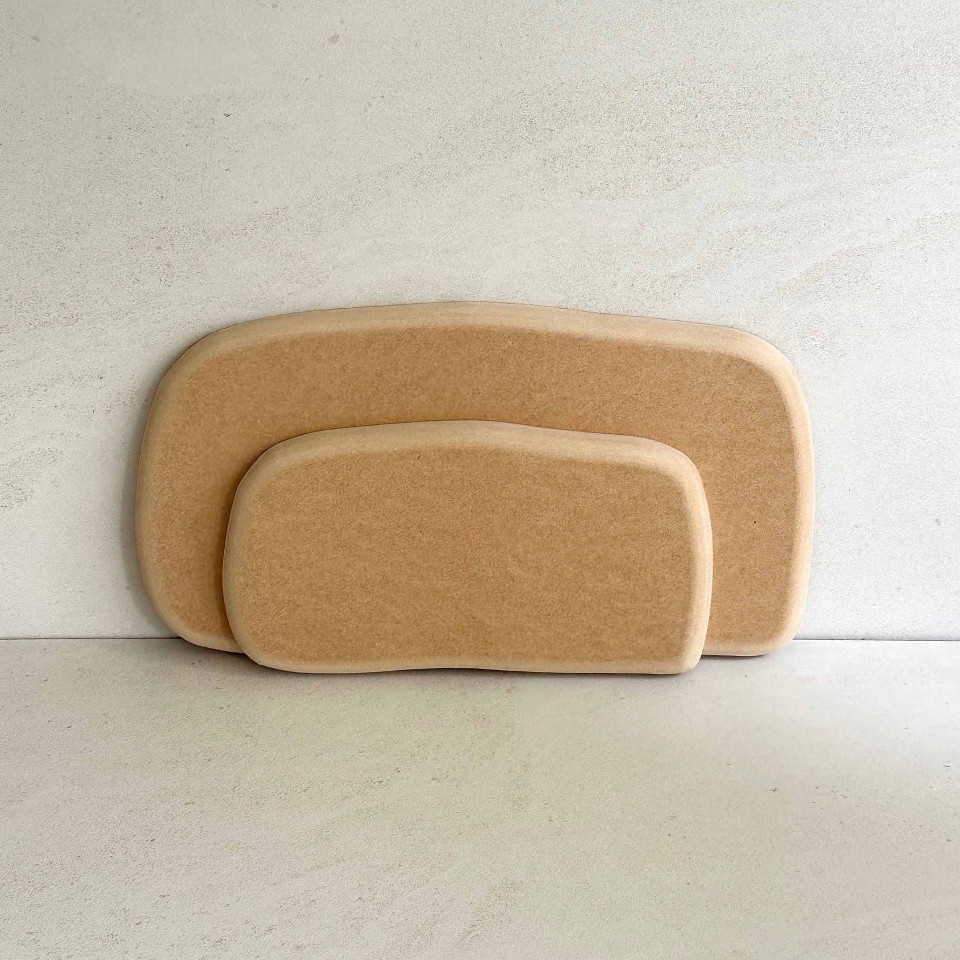 Rounded rectangular pottery form/drape mould with soft roundover edge. Available in two sizes and designed so you can nest the smaller size within the larger size