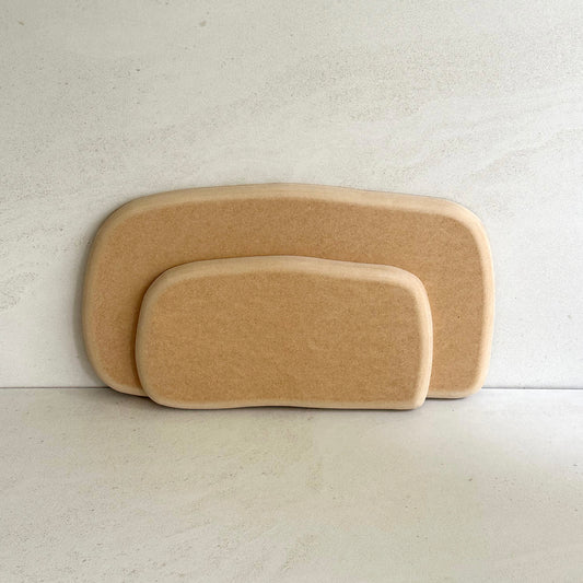 Rounded rectangular pottery form/drape mould with soft roundover edge. Available in two sizes and designed so you can nest the smaller size within the larger size