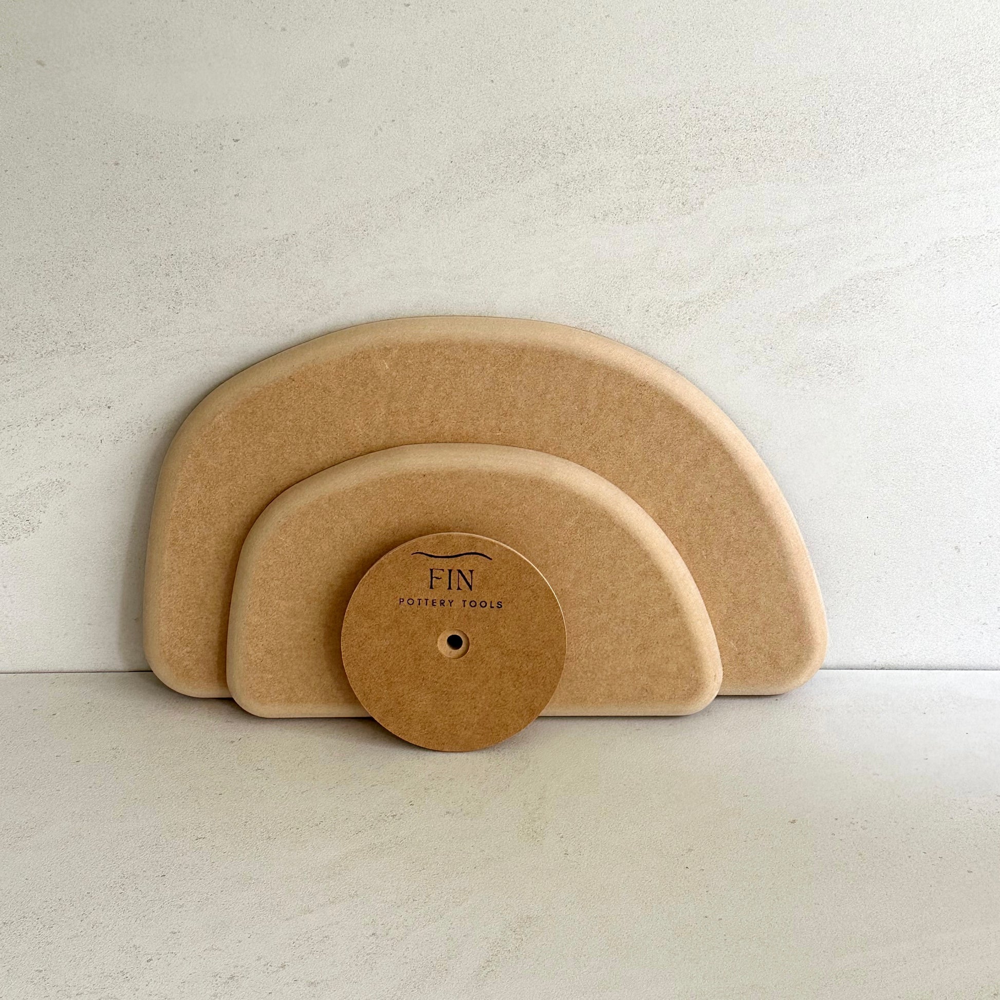 Semi-circle pottery form/drape mould with soft roundover edge. Available in two sizes.